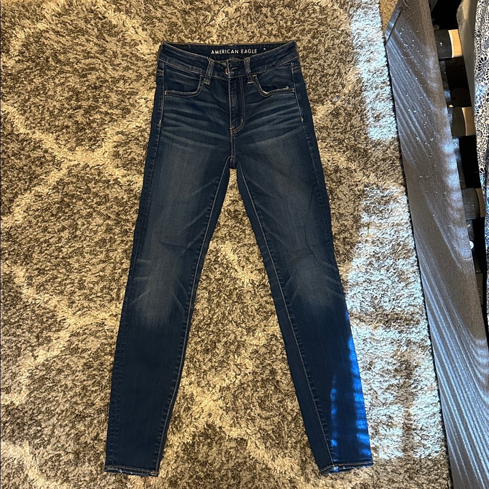 American Eagle Outfitters Women's Deep Indigo HI-RISE Jegging Crop Jeans